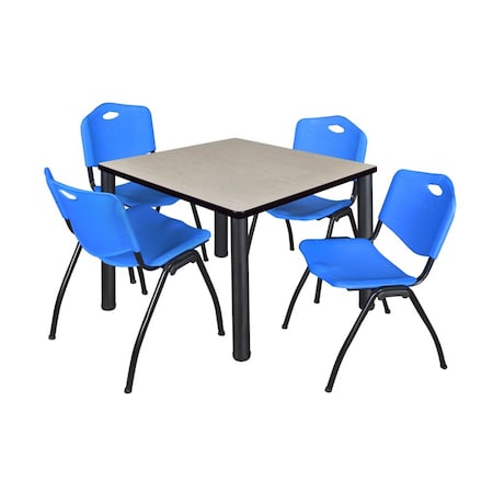 Kee Kee Square Table & Chair Set, Wood, Metal, Plastic Top, Maple TB4242PLBPBK47BE
